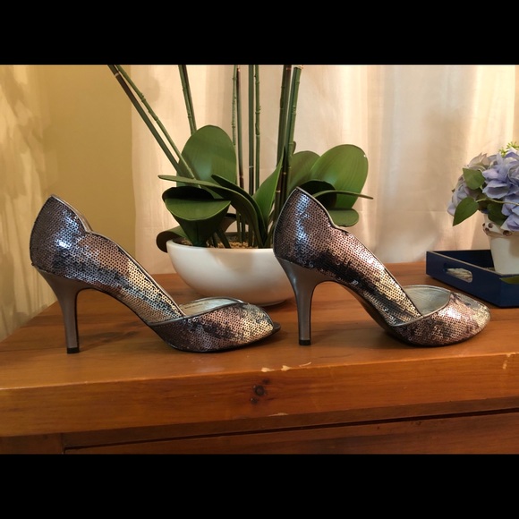 Nina silver and pewter sequined evening shoes - Picture 3 of 5